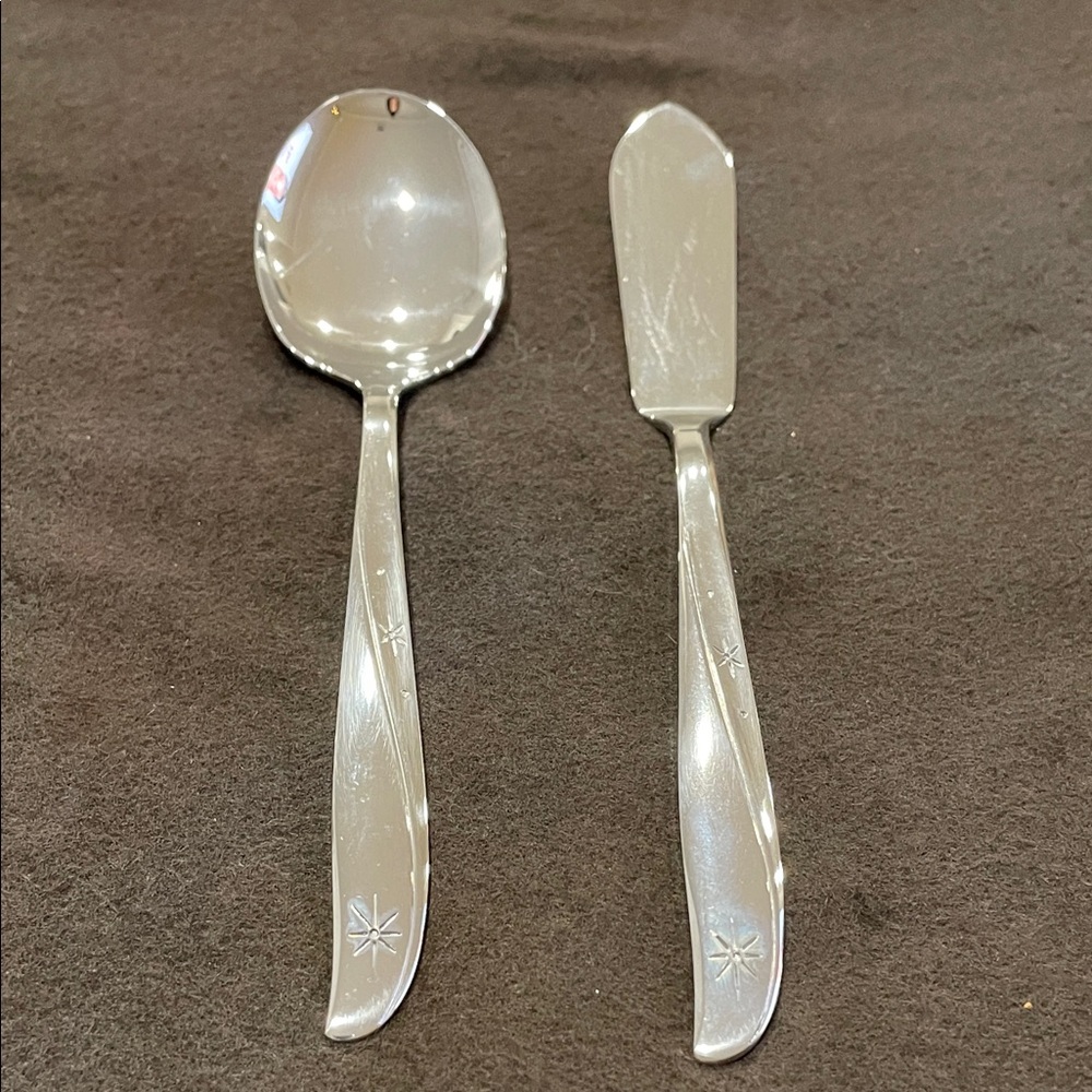 Vintage Oneida Community Stainless Sugar Spoon and Butter Knife